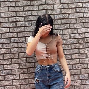 2 Toned Crop Top Size Small